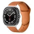 For Samsung Galaxy Watch Ultra 47mm Rivet Reverse Buckle Leather Watch Band(Brown) - 1