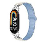 For Xiaomi Smart Band 10 / 9 / 8 D-shaped Tri-beads Magnetic Silicone Watch Band(White Fog Blue) - 1