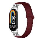 For Xiaomi Smart Band 10 / 9 / 8 D-shaped Tri-beads Magnetic Silicone Watch Band(Wine Red) - 1