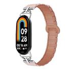 For Xiaomi Smart Band 10 / 9 / 8 D-shaped Tri-beads Magnetic Silicone Watch Band(Pink Rose Gray) - 1