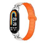 For Xiaomi Smart Band 10 / 9 / 8 D-shaped Tri-beads Magnetic Silicone Watch Band(Starlight Orange) - 1