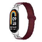 For Xiaomi Smart Band 10 / 9 / 8 D-shaped Tri-beads Magnetic Silicone Watch Band(Smoky Purple Wine Red) - 1