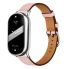 For Xiaomi Smart Band 10 / 9 / 8 Slim Silver Buckle Leather Watch Band(Pink) - 1
