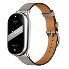 For Xiaomi Smart Band 10 / 9 / 8 Slim Silver Buckle Leather Watch Band(Grey) - 1