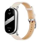 For Xiaomi Smart Band 10 / 9 / 8 Slim Silver Buckle Leather Watch Band(Litchi Texture Ivory White) - 1