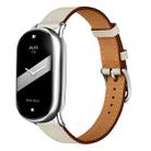 For Xiaomi Smart Band 10 / 9 / 8 Slim Silver Buckle Leather Watch Band(Creamy White) - 1