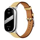 For Xiaomi Smart Band 10 / 9 / 8 Slim Silver Buckle Leather Watch Band(Yellow) - 1