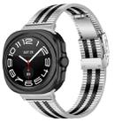 For Samsung Galaxy Watch Ultra 47mm Turtle Buckle Five Beads Stainless Steel Watch Band(Silver Black) - 1