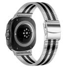For Samsung Galaxy Watch Ultra 47mm Turtle Buckle Five Beads Stainless Steel Watch Band(Silver Black) - 2