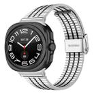 For Samsung Galaxy Watch Ultra 47mm Seven Beads Buckle Stainless Steel Watch Band(Silver Black) - 1