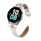 20mm H-shaped Metal Buckle Leather Watch Band(Creamy White) - 1