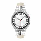 20mm H-shaped Metal Buckle Leather Watch Band(Creamy White) - 2