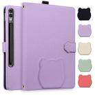 For Samsung Galaxy Tab S10+ / S9+ Cat Skin-feel Litchi Leather Smart Tablet Case(Purple) - 1