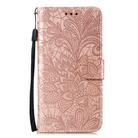 For LG K41S / K51S Lace Flower Horizontal Flip Leather Case with Holder & Card Slots & Wallet & Photo Frame(Rose Gold) - 1