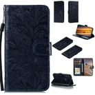 For Motorola Moto E (2020) / Moto E7 Lace Flower Horizontal Flip Leather Case with Holder & Card Slots & Wallet & Photo Frame(Dark Blue) - 1