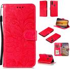 For Motorola Moto E (2020) / Moto E7 Lace Flower Horizontal Flip Leather Case with Holder & Card Slots & Wallet & Photo Frame(Red) - 1