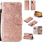 For Motorola Moto Edge+ Lace Flower Horizontal Flip Leather Case with Holder & Card Slots & Wallet & Photo Frame(Rose Gold) - 1