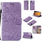 For Motorola Moto G Power Lace Flower Horizontal Flip Leather Case with Holder & Card Slots & Wallet & Photo Frame(Purple) - 1