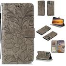 For Huawei Honor 9X Lite Lace Flower Horizontal Flip Leather Case with Holder & Card Slots & Wallet & Photo Frame(Grey) - 1