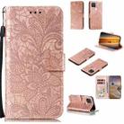 For Google Pixel 5 Lace Flower Horizontal Flip Leather Case with Holder & Card Slots & Wallet & Photo Frame(Rose Gold) - 1