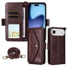 For iPhone 17 Air Multi-card Slots Crossbody Cowhide Leather Phone Case(Brown) - 1