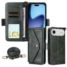 For iPhone 17 Air Multi-card Slots Crossbody Cowhide Leather Phone Case(Green) - 1