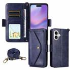 For iPhone 17 Multi-card Slots Crossbody Cowhide Leather Phone Case(Blue) - 1