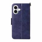 For iPhone 17 Multi-card Slots Crossbody Cowhide Leather Phone Case(Blue) - 3