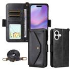 For iPhone 17 Multi-card Slots Crossbody Cowhide Leather Phone Case(Black) - 1