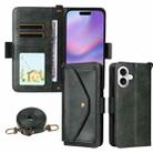 For iPhone 17 Multi-card Slots Crossbody Cowhide Leather Phone Case(Green) - 1