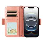 For iPhone 16e Multi-card Slots Crossbody Cowhide Leather Phone Case(Pink) - 3