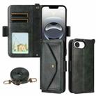 For iPhone 16e Multi-card Slots Crossbody Cowhide Leather Phone Case(Green) - 1