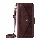 For iPhone 16 Pro Multi-card Slots Crossbody Cowhide Leather Phone Case(Brown) - 2