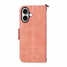 For iPhone 16 Multi-card Slots Crossbody Cowhide Leather Phone Case(Pink) - 3