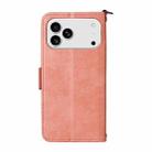 For iPhone 17 Pro Multi-card Slots Crossbody Cowhide Leather Phone Case(Pink) - 3