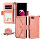 For iPhone SE 2022 / 2020 / 8 / 7 Multi-card Slots Crossbody Cowhide Leather Phone Case(Pink) - 1