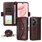 For Honor 400 Pro Global 160.8mm Multi-card Slots Crossbody Cowhide Leather Phone Case(Brown) - 1