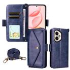 For Honor 400 Global 156.5mm Multi-card Slots Crossbody Cowhide Leather Phone Case(Blue) - 1