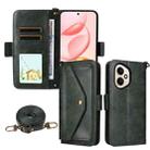 For Honor 400 Global 156.5mm Multi-card Slots Crossbody Cowhide Leather Phone Case(Green) - 1