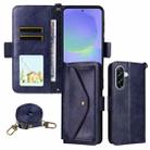 For Samsung Galaxy A56 5G Multi-card Slots Crossbody Cowhide Leather Phone Case(Blue) - 1