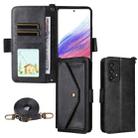 For Samsung Galaxy A53 5G Multi-card Slots Crossbody Cowhide Leather Phone Case(Black) - 1