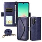 For Samsung Galaxy A16 5G / 4G / A26 5G Multi-card Slots Crossbody Cowhide Leather Phone Case(Blue) - 1