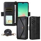 For Samsung Galaxy A16 5G / 4G / A26 5G Multi-card Slots Crossbody Cowhide Leather Phone Case(Black) - 1