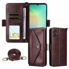 For Samsung Galaxy A06 5G / 4G Multi-card Slots Crossbody Cowhide Leather Phone Case(Brown) - 1