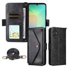 For Samsung Galaxy A06 5G / 4G Multi-card Slots Crossbody Cowhide Leather Phone Case(Black) - 1