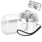 For AirPods 4 One-piece Holder Wireless Earphones Case with Lanyard(White) - 1