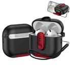 For AirPods 4 One-piece Holder Wireless Earphones Case with Lanyard(Black Red) - 1