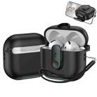 For AirPods 4 One-piece Holder Wireless Earphones Case with Lanyard(Black Army Green) - 1