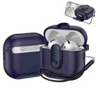 For AirPods 4 One-piece Holder Wireless Earphones Case with Lanyard(Dark Blue) - 1