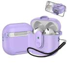 For AirPods 4 One-piece Holder Wireless Earphones Case with Lanyard(Purple) - 1